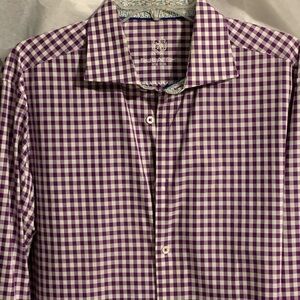 Bugatti Isaia Purple and White Checkered Shirt